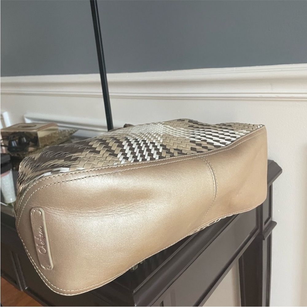 Cole Haan purse bag, satchel, metallic earthtones, new trending braided handles - Picture 5 of 14